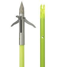 Muzzy Iron 3-Blade Bowfishing Fish Point with Chartreuse Arrow 32 Inch