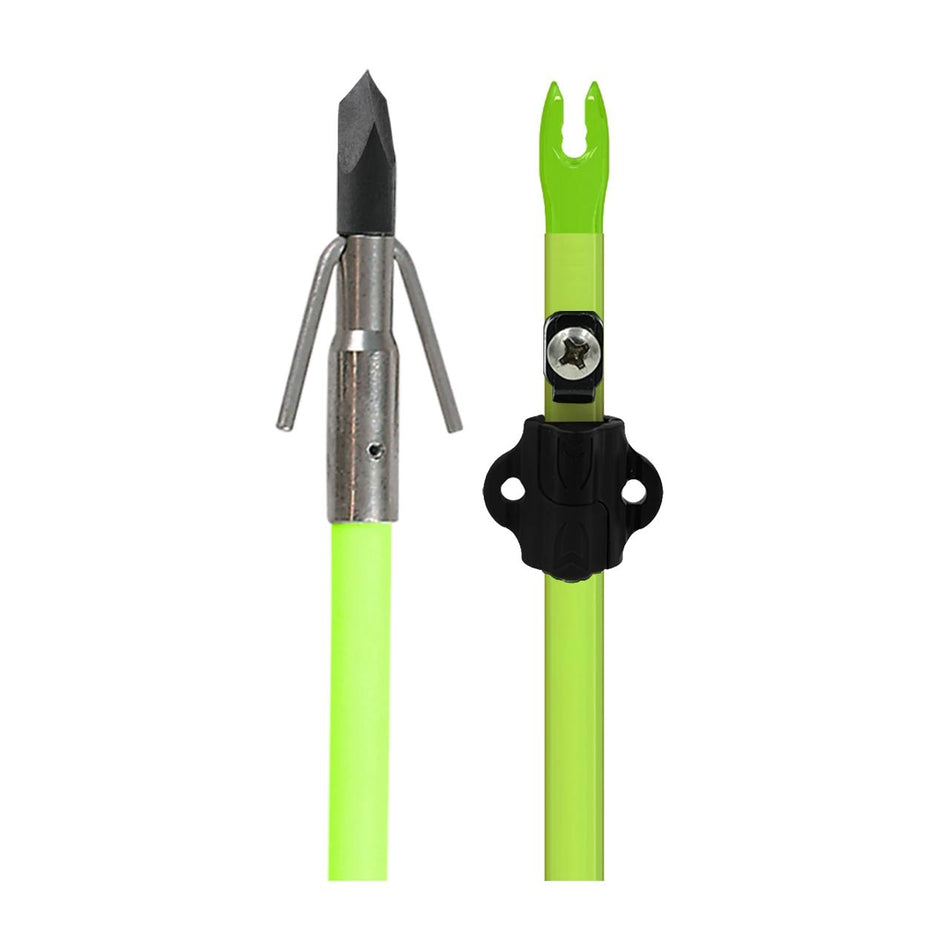 Muzzy Bowfishing Chartreuse Fish Arrow Gar Point & Safety Slide