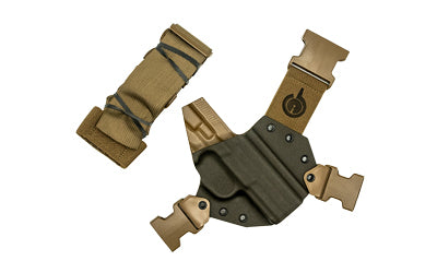 GunfightersINC Kenai Kydex Chest Holster, FN FNX 45 Tactical, Gray Shell, Coyote Brown Nylon Harness, RH KN-FNX45T-040221