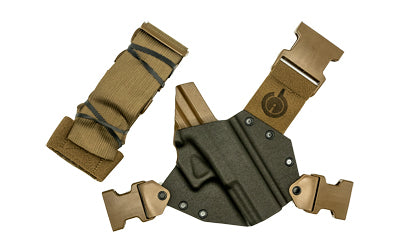 GunfightersINC Kenai Chest Holster, Fits Gen 1-4 Glock 20/21, Gray Kydex Shell, Coyote Brown Nylon Harness, Right Hand
