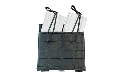 Grey Ghost Gear Black Double Mag Pouch for AR15 Magazines, Laminate Construction, Open-Top Design, 2 Long MALICE Clips 1086-2