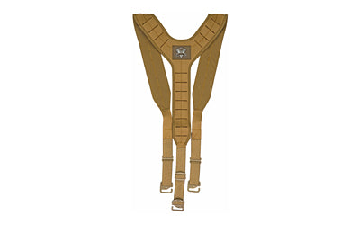 Grey Ghost Gear Coyote 3 Point Suspender Harness for UGF Battle Belt, Laminate Nylon, Low IR Dye, MOLLE/PALS Slits 9037-14