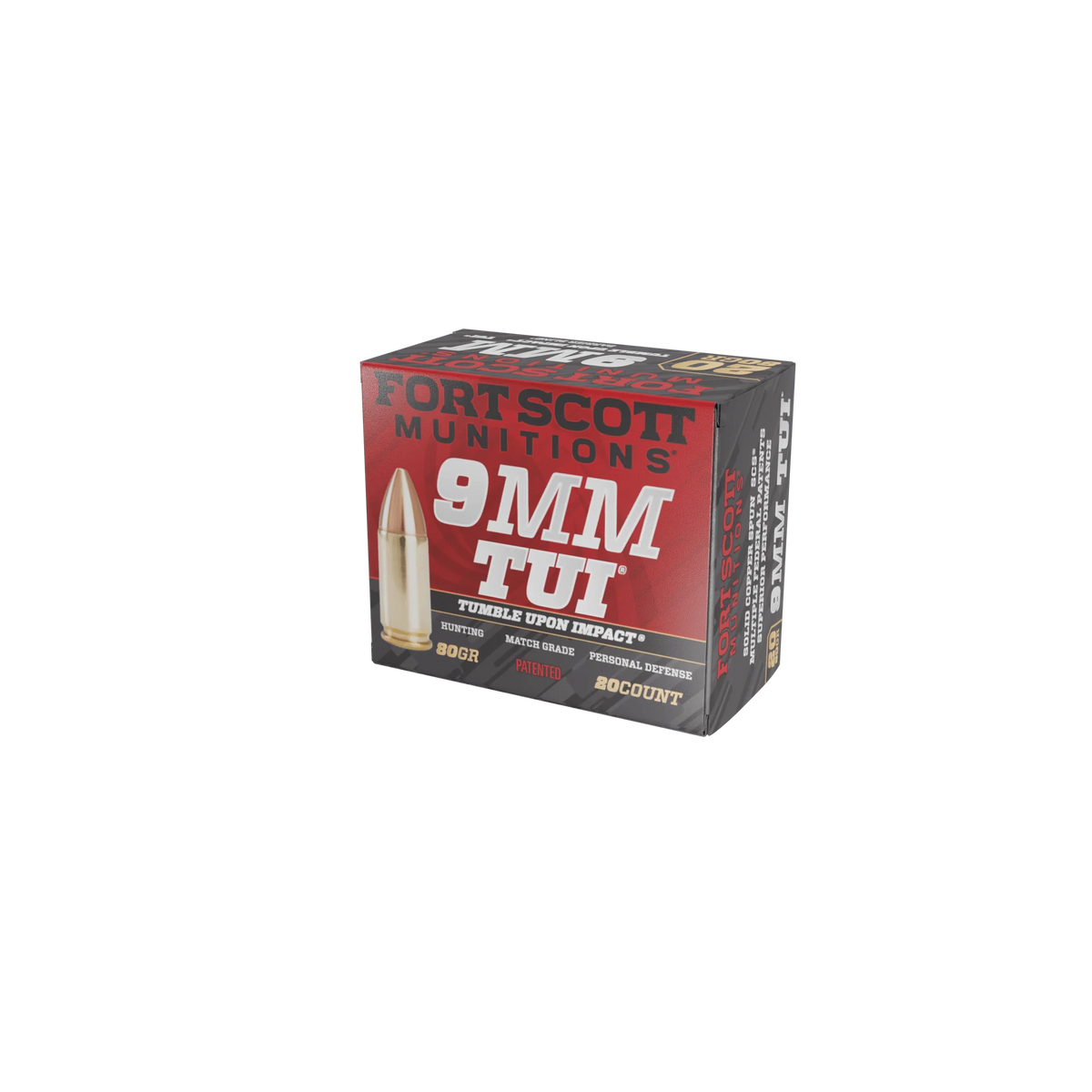 Fort Scott Munitions 9mm Luger/Parabellum 9MM080SCV Tumble Upon Impact (TUI) Solid Copper Spun CS 80 Grain