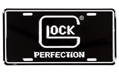 GLOCK OEM Perfection License Plate, Black Plate with White Logo, 6 x 12 Inches AS00042