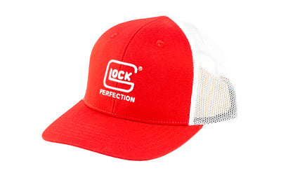 GLOCK Ranger Mesh Hat, Red Front, Adjustable Snapback, American Flag Patch AS10076