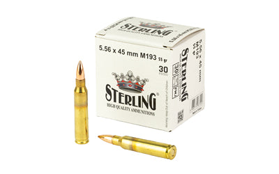 Sterling 5.56x45mm NATO Rifle Ammo  Full Metal Jacket FMJ 55 grain 