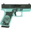 Glock 43X Sugar Skull Glitter Robin's Egg Blue 9mm Luger Handgun - 10rd Mags (2), 3.4in Barrel, Accessory Rail, USA Made