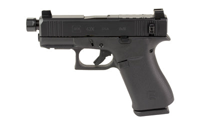 GLOCK 43X Hush Puppy 9mm Pistol, 3.92" Threaded Barrel, 10rd, Black Cerakote