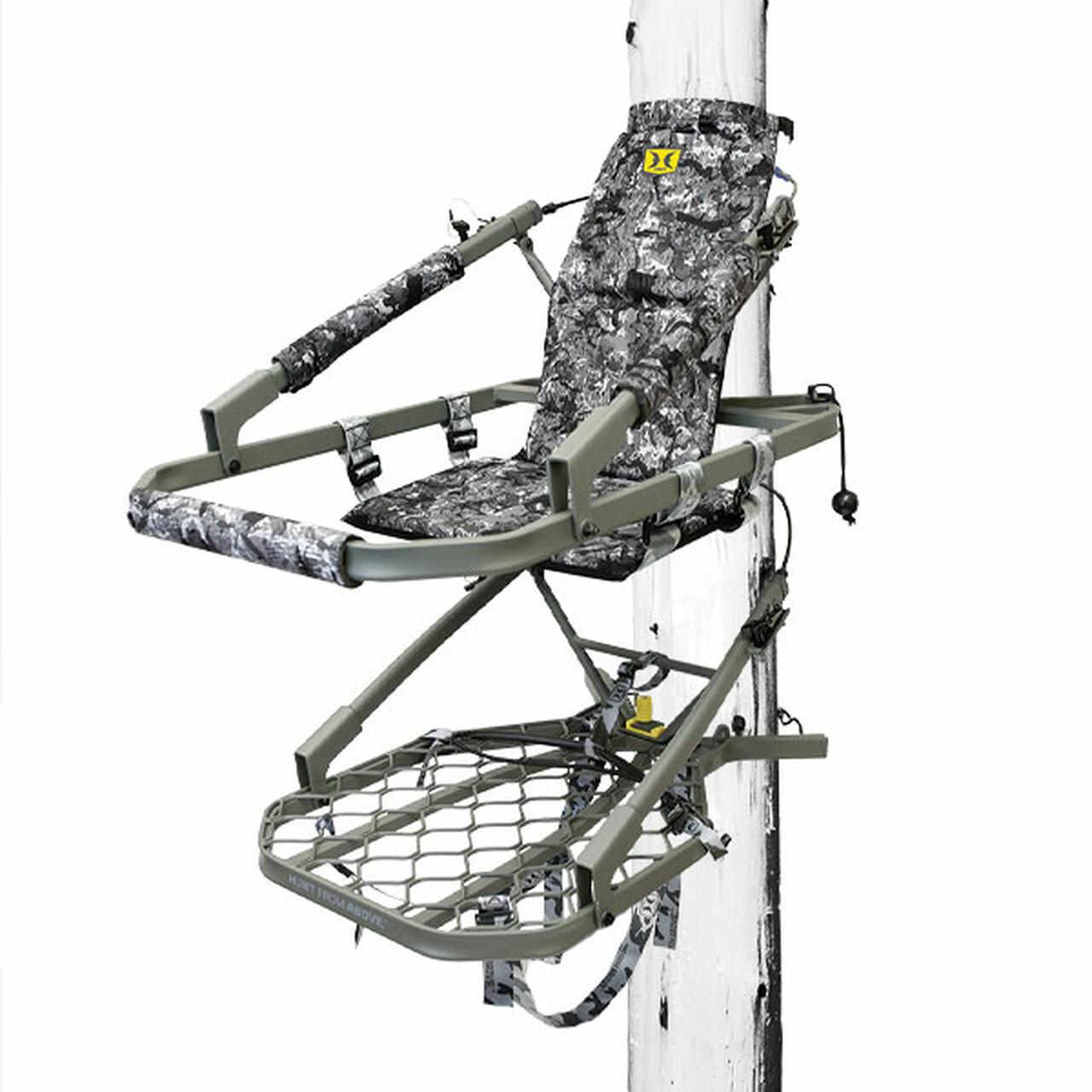 Hawk Warbird Climbing Treestand Grey Camo with Fold-Flat Technology