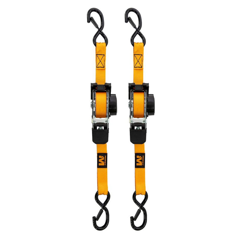 Muddy 1 inch x 10 ft Retractable Ratchet Straps Orange 2/ct