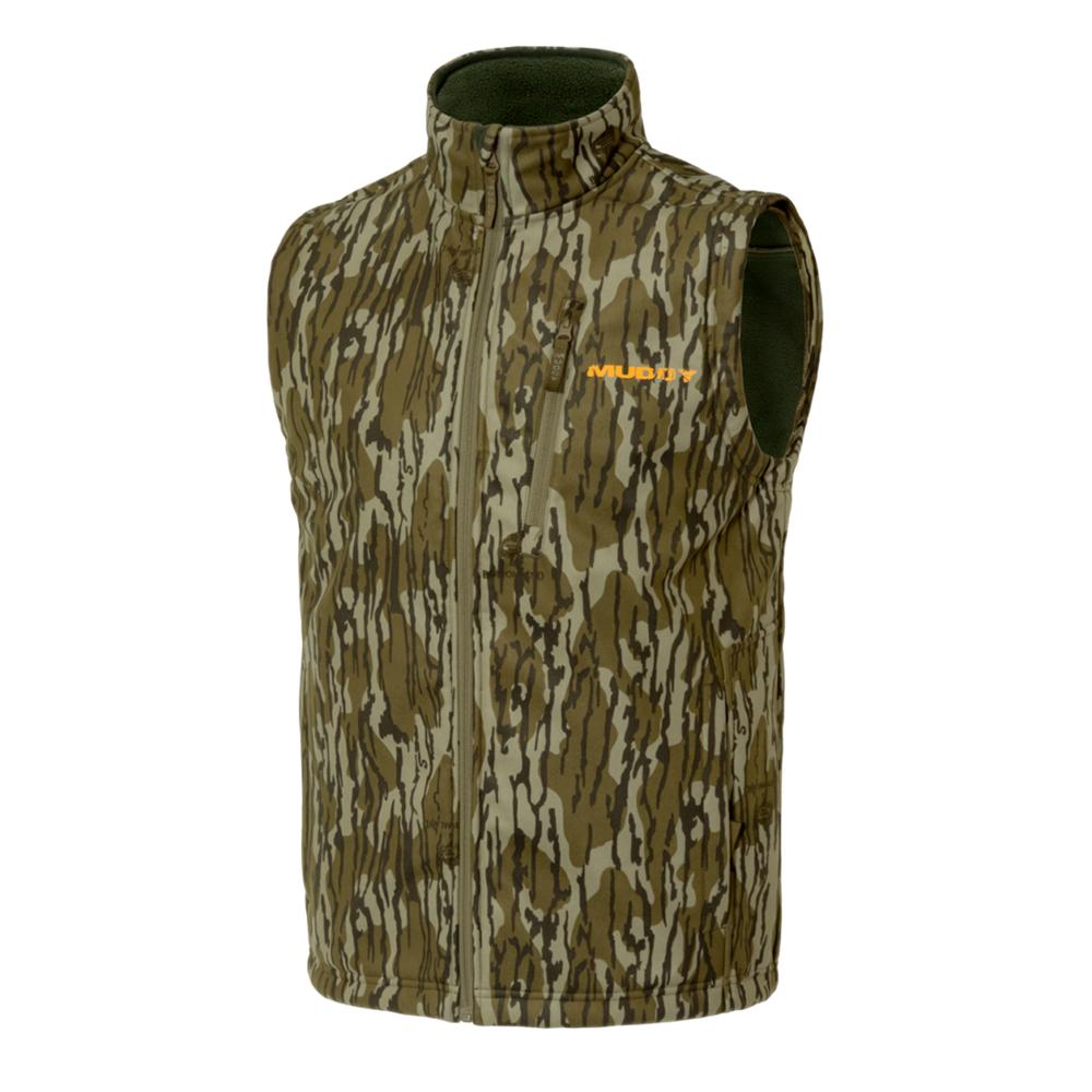 Muddy Timber Recon Extreme TRX Softshell Hunting Vest Mossy Oak Bottomland L