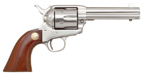 Cimarron P-Model .45 Colt Single-Action Revolver, 4.75" Barrel, Stainless Finish, Walnut Grips