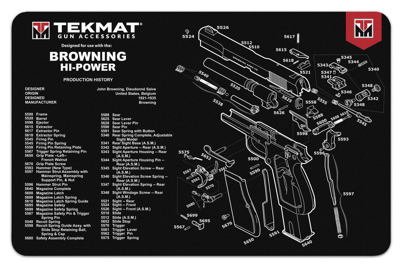 TekMat Browning Hi Power 11x17 Firearm Cleaning and Maintenance Mat