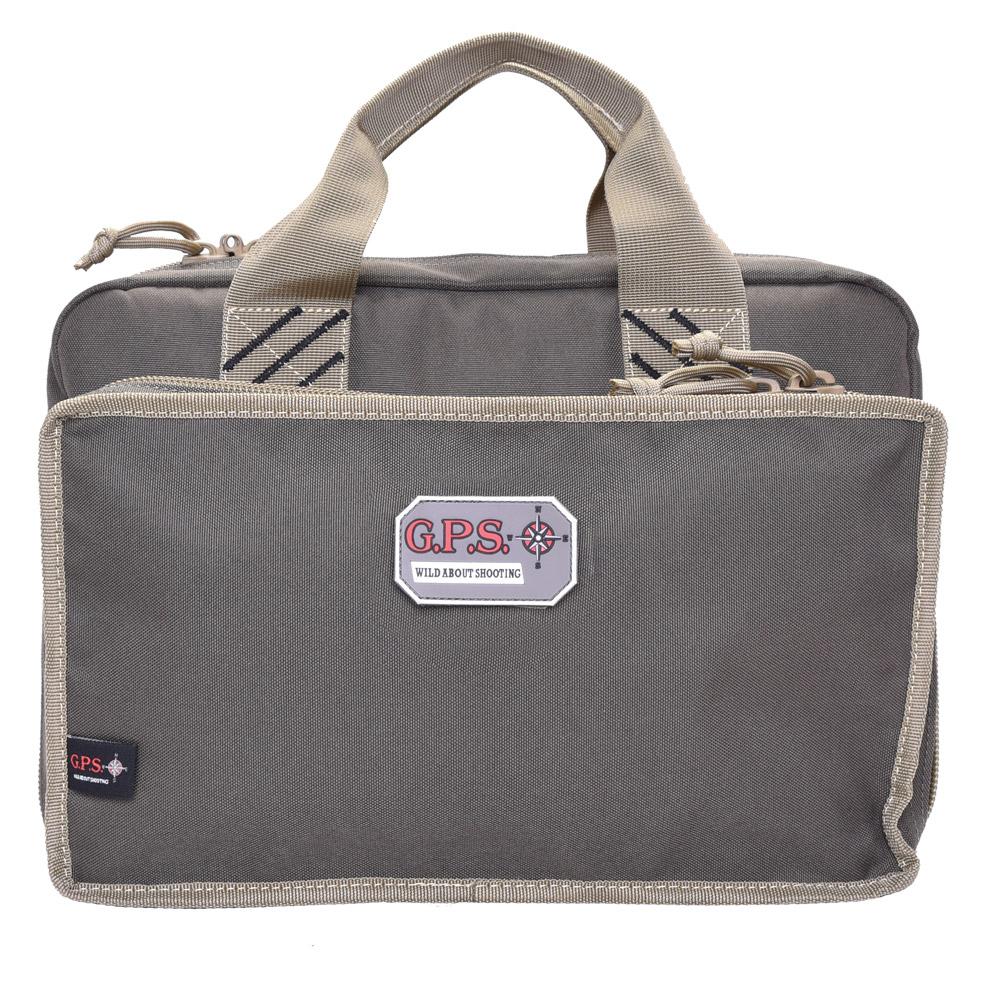 GPS Quad Pistol Range Bag with Mag Pockets and Ammo Dump Cups Green Khaki