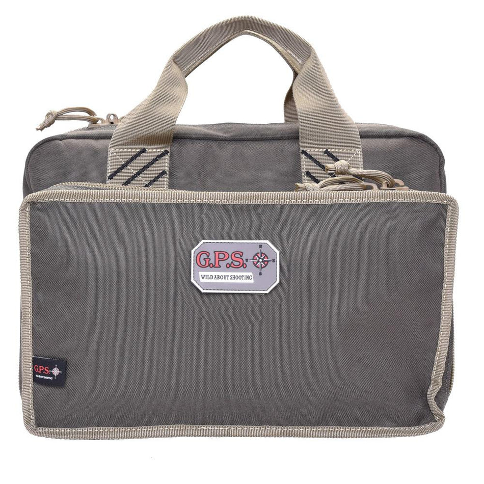 GPS Quad Pistol Range Bag with Mag Pockets and Ammo Dump Cups Green Khaki