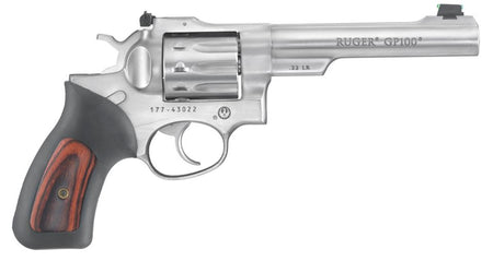 Ruger GP100 1757 .22 LR 10-Round 5.50" Satin Stainless Revolver with Rubber/Wood Insert Grip