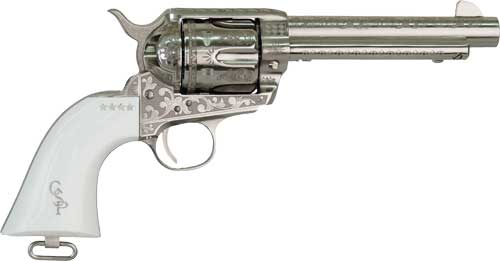 Cimarron George Patton V2 .45 LC 4.75" Engraved Nickel Revolver