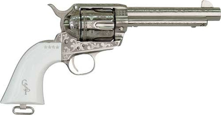 Cimarron George Patton V2 .45 LC 4.75" Engraved Nickel Revolver