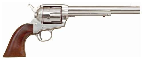 Cimarron Frontier .45 LC Single Action Revolver, 7.5" Barrel, Stainless Finish, Walnut Grips