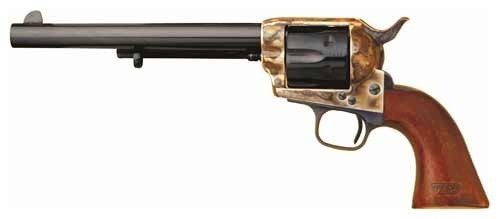 Cimarron 7th Cavalry .45 LC Single Action Revolver, 7.5" Barrel, Case Colored/Blued Finish, Walnut Grips