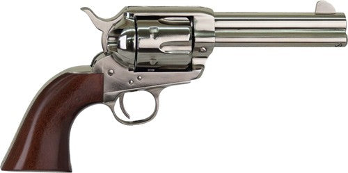 Cimarron Pistolero .22 LR Fixed Sight 4.75" 10-Shot Nickel Finish Revolver, Walnut Grip