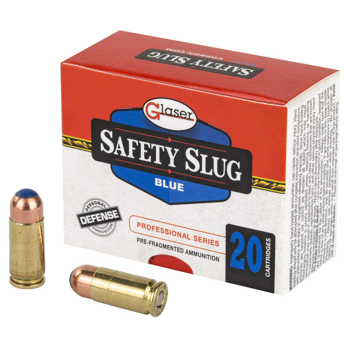 Glaser 9mm Luger/Parabellum GL01000/20 Blue +P Pre-Fragmented 80 Grain