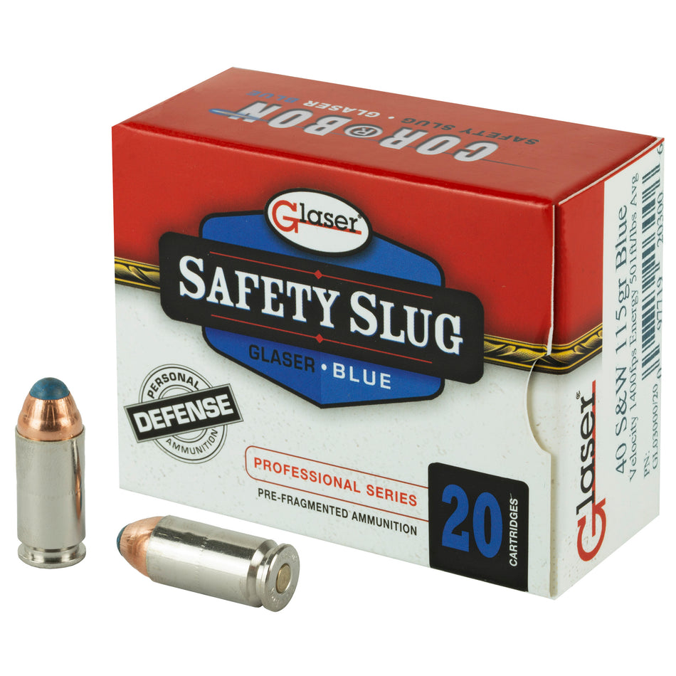 Glaser .40 S&W GL03000/20 Blue Pre-Fragmented 115 Grain