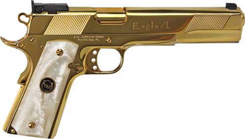 Iver Johnson Eagle XL .45 ACP 6in 24K Gold White Pearl Grip Pistol