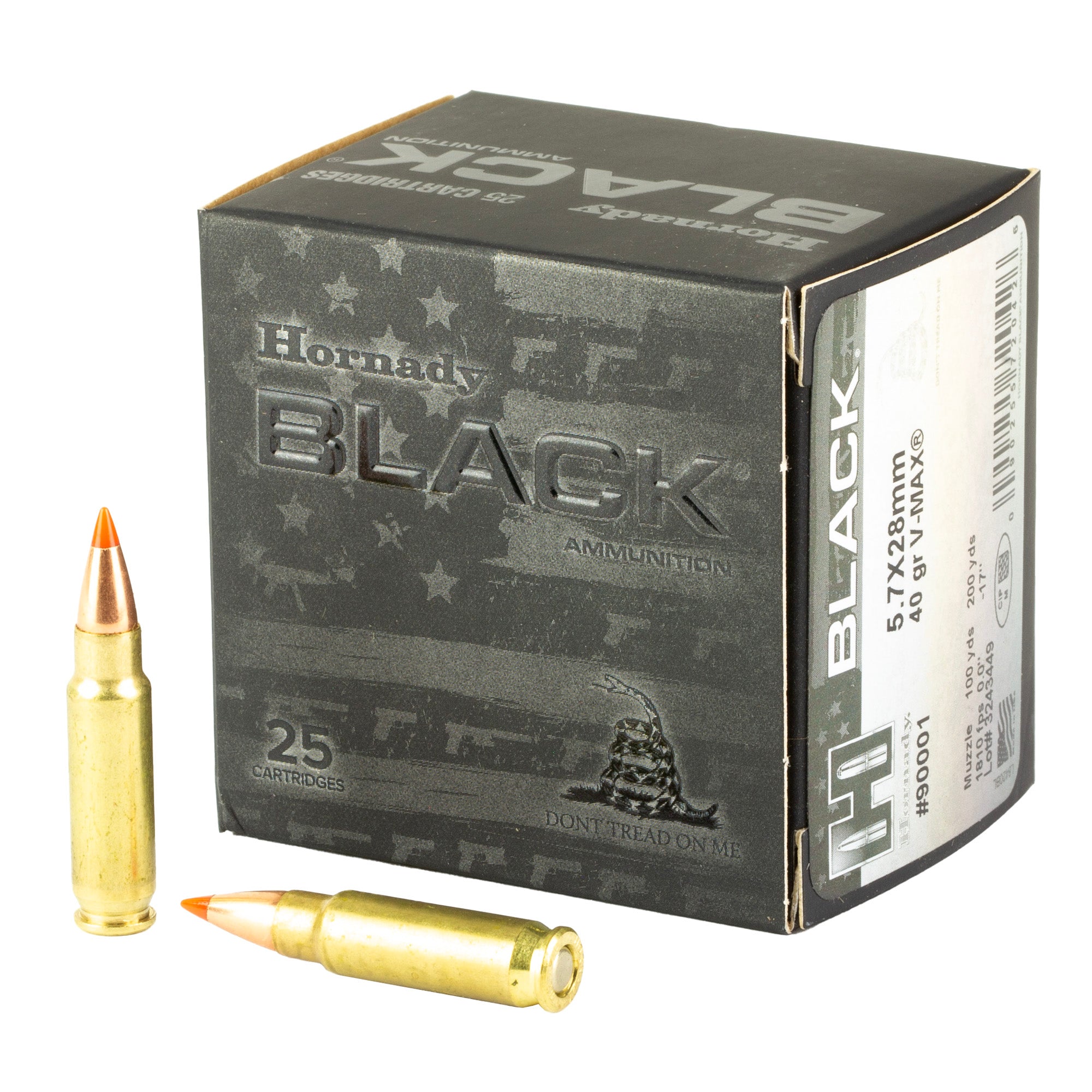 Hornady 5.7x28mm FN Handgun Ammo Black Hornady V-Max PolyTip 40 grain 