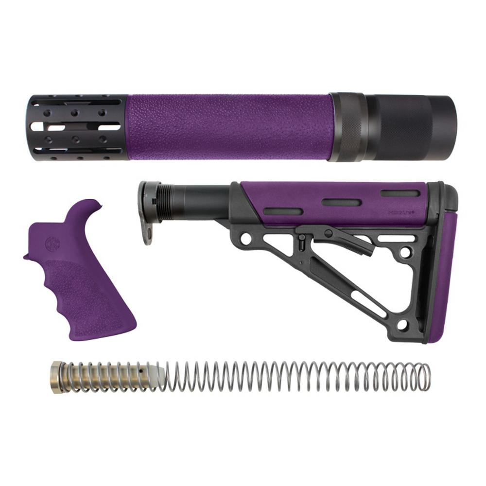 Hogue AR-15/M16 Purple OverMolded Beavertail Grip and Collapsible Buttstock Assembly