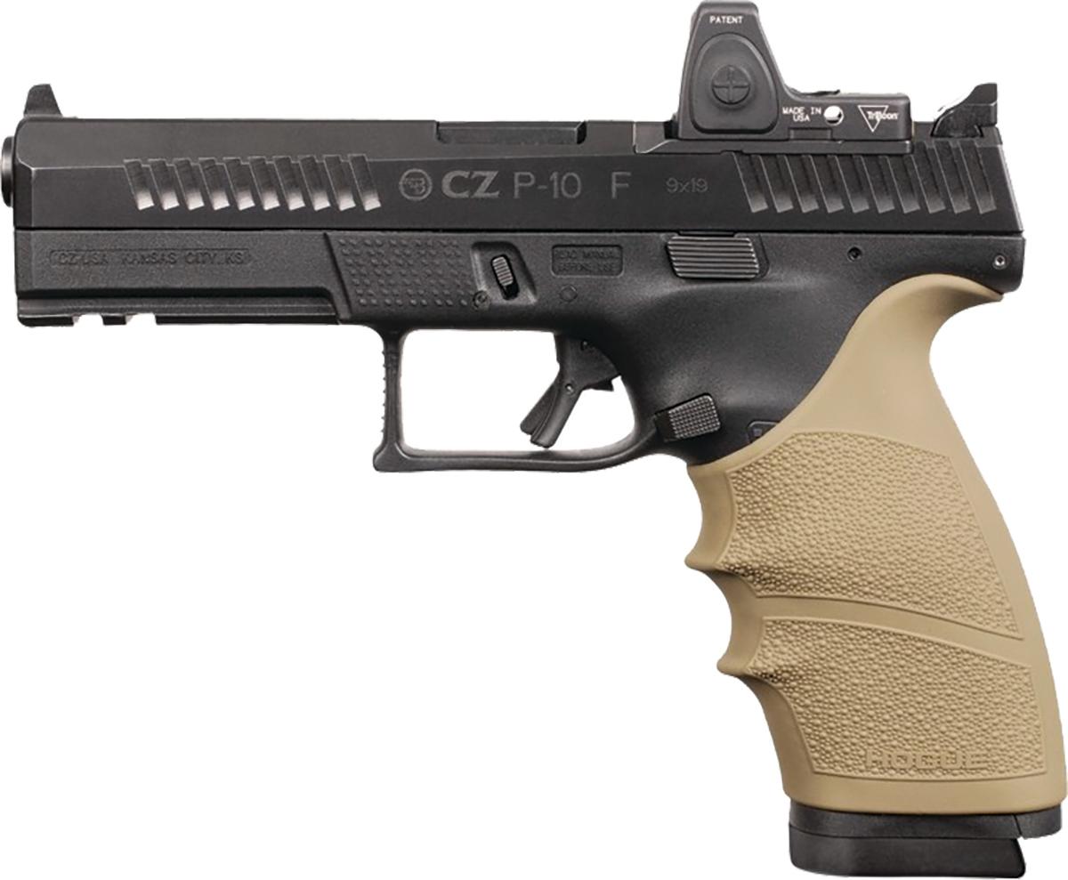 Hogue HandAll Beavertail Grip Sleeve CZ P-10F 9mm in FDE