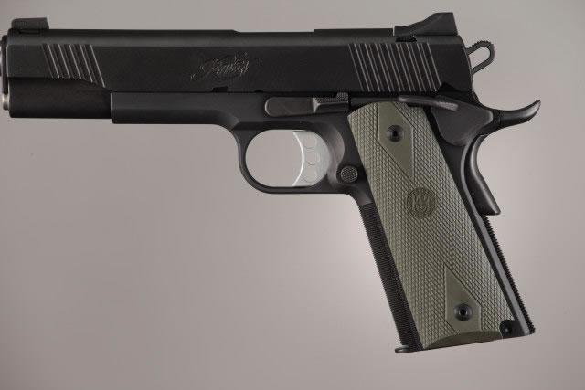 Hogue 1911 Colt Government .45 ACP Rubber Checkered Diamond Grip Panels - OD Green