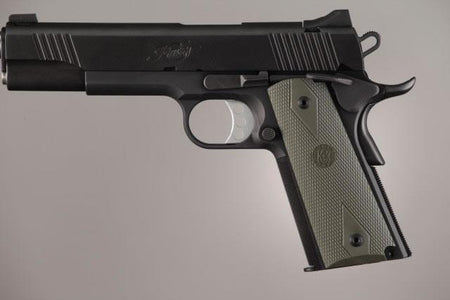 Hogue 1911 Colt Government .45 ACP Rubber Checkered Diamond Grip Panels - OD Green