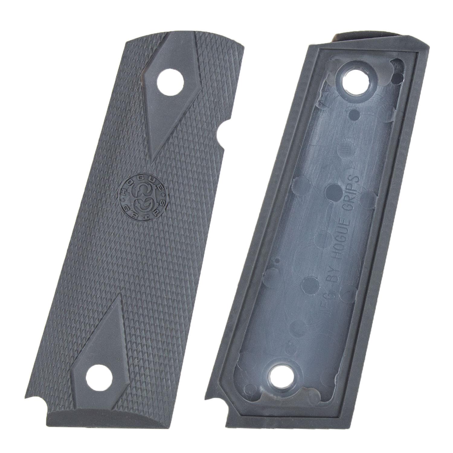 Hogue 1911 Colt Government .45 ACP Checkered Rubber Grip Panels - Pewter