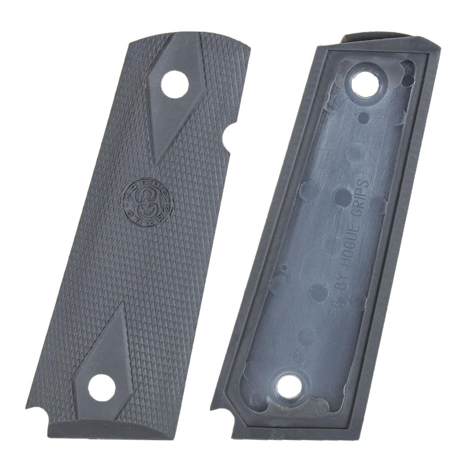 Hogue 1911 Colt Government .45 ACP Checkered Rubber Grip Panels - Pewter