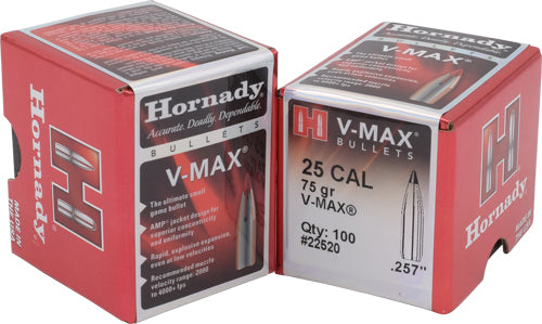 Hornady V-MAX .257 Diameter 75 Grain Reloading Bullets 100CT