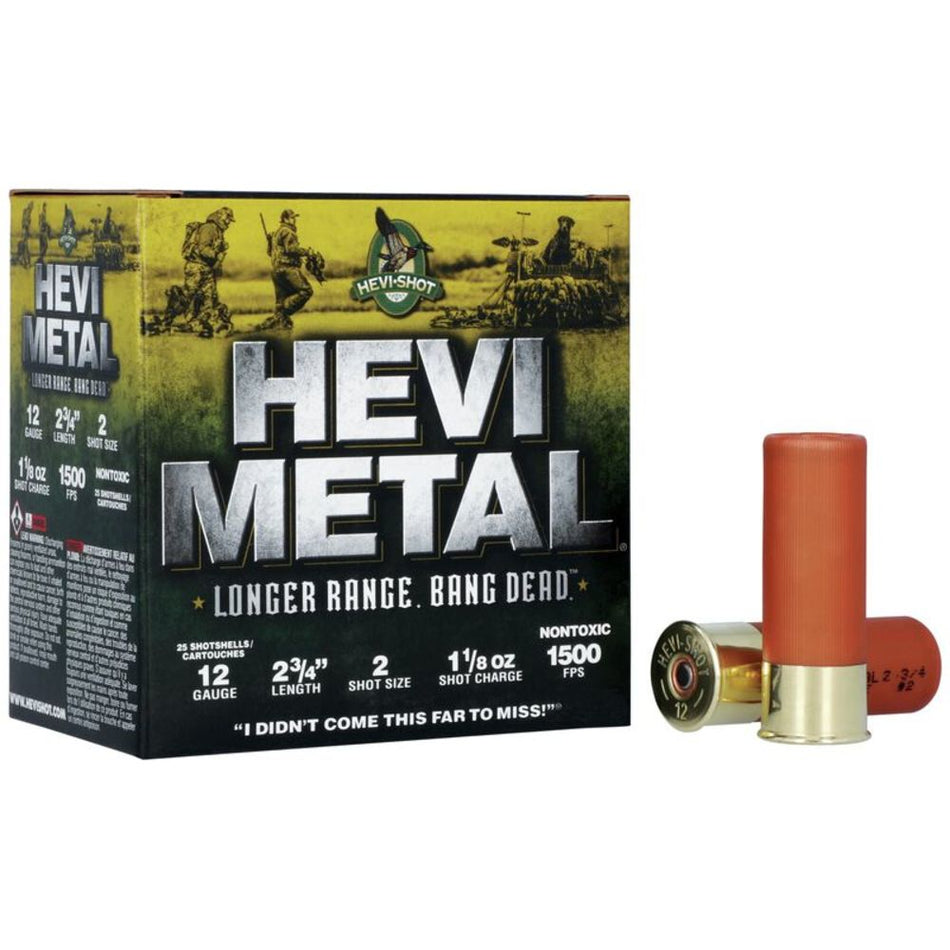 HEVI-Shot 12 Gauge HS38702 HEVI-Metal Longer Range 2.75" 1-1/8oz 2 Shot