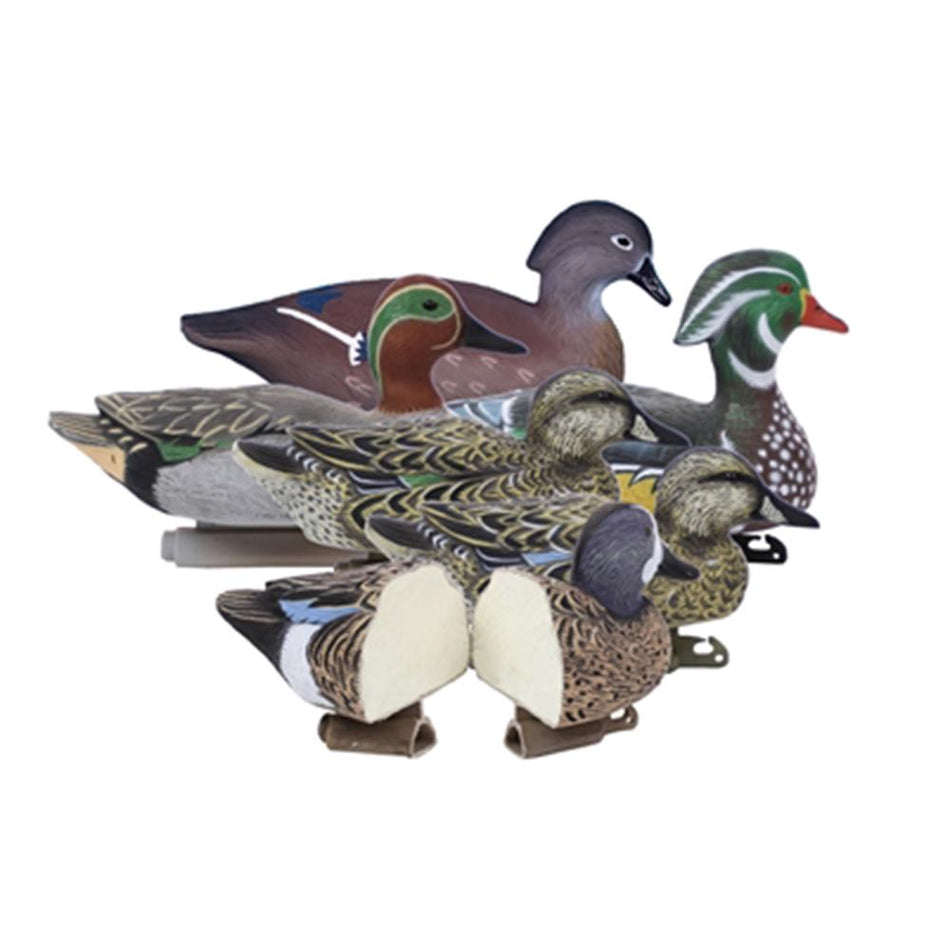 Higdon Outdoors 6-Pack Puddle Duck Decoys - Green Wing Teal, Blue Wing Teal & Wood Duck