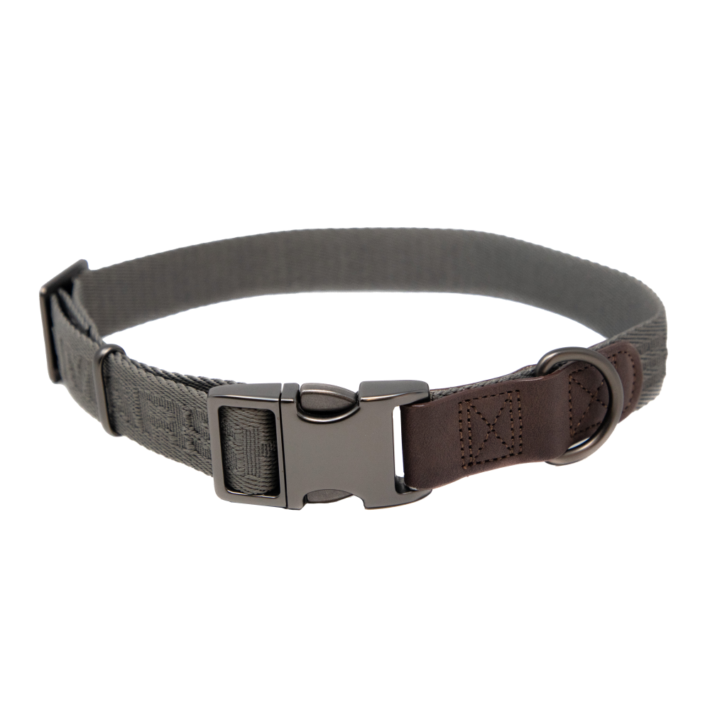 MoMarsh Nylon Adjustable Dog Collar 15"-23" Gunmetal Grey