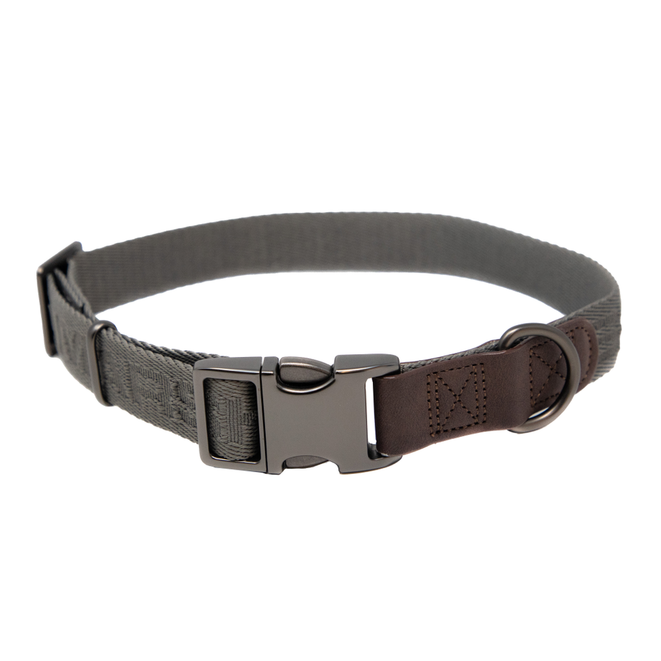 MoMarsh Nylon Adjustable Dog Collar 15"-23" Gunmetal Grey
