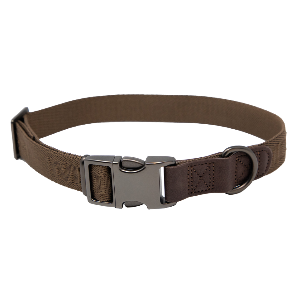 MoMarsh Nylon Adjustable Dog Collar 15"-23" Chocolate Brown