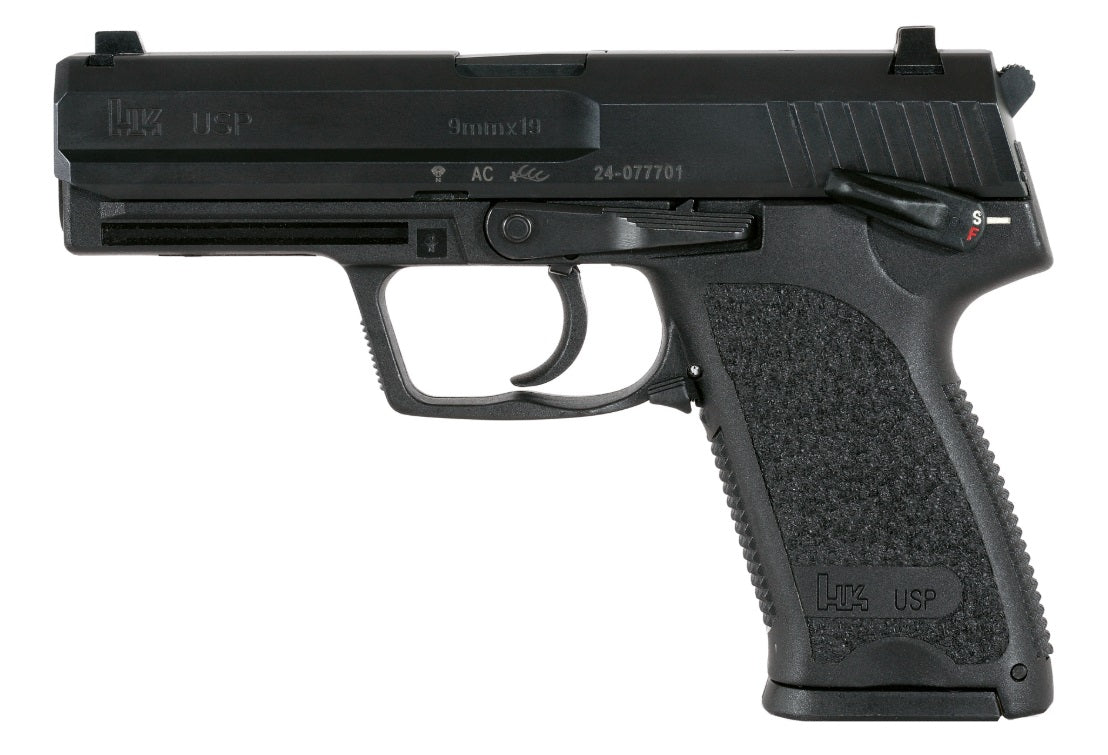 HK USP V1 SA/DA 9mm Luger Pistol, 4.25" Barrel, 15+1 Capacity, Black Finish, Two Magazines
