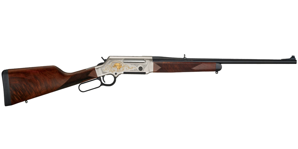 Henry H014WL308 Long Ranger Wildlife Edition Rifle, 308 Win, 4+1 Capacity, 20" Blued Barrel, Engraved Nickel-Plated w/24K Gold Inlay Receiver, American Walnut Stock, Right Hand