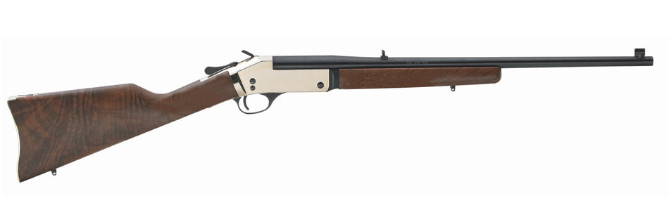Henry H015B357 Single Shot Rifle, 38 Special/357 Mag Caliber, 1rd Capacity, 22" Blued Barrel, Polished Brass Receiver, American Walnut Stock, Right Hand (Full Size)