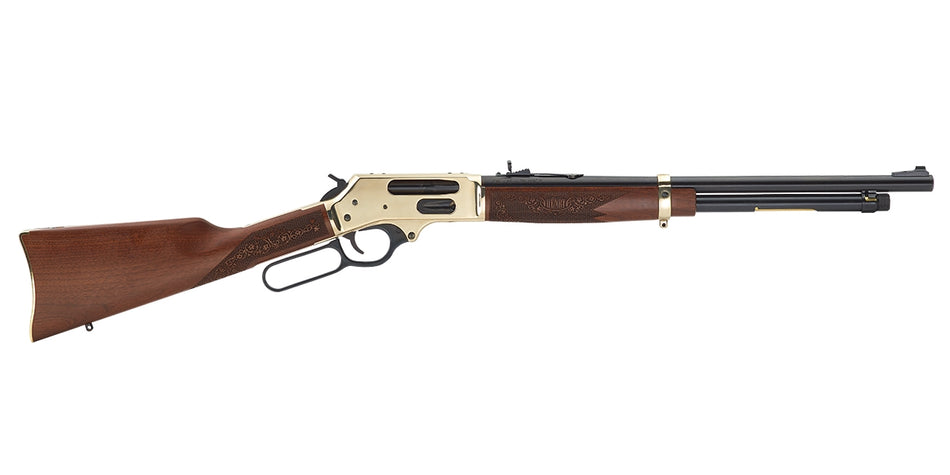 Henry H0244570 Side Gate .45-70 Govt Lever-Action Rifle, 19.8" Blued Barrel, Brass Receiver, Walnut Stock