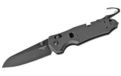Hogue Trauma First Response Tool Folding Knife, 3.4" Plain Edge N680 Blade, Black G10 Handle 34779