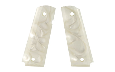 Hogue 1911 Govt Polymer Grip, White Pearlized Finish, Ambi-Cut, No Finger Grooves 45318