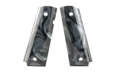 Hogue 1911 Govt Polymer Ambi-Cut Grip Panels, Black Pearlized, No Finger Grooves 45418