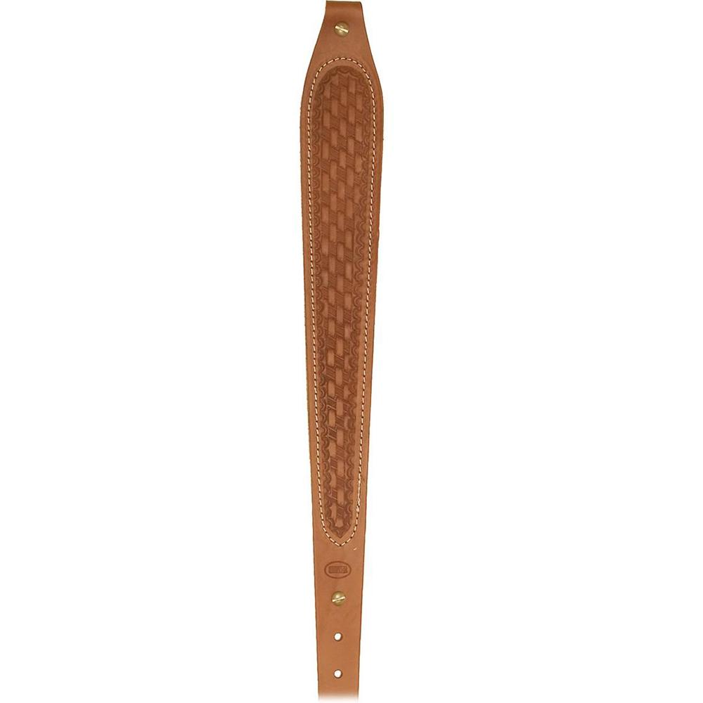 Hunter Cobra Rifle Sling Suede Lined Basket Weave Tan Leather