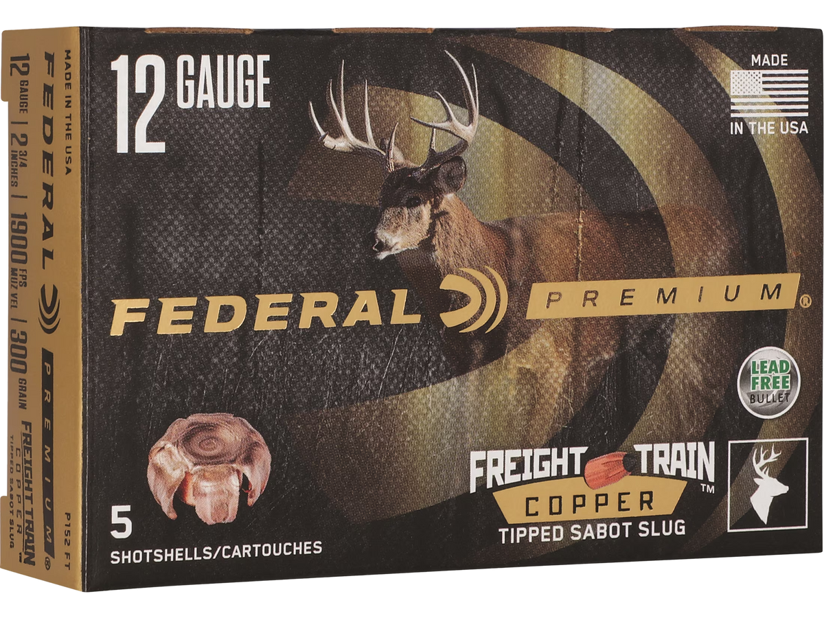 Federal 12 Gauge Shotgun Shells Freight Train Sabot Slug Slug 11/16 oz 2.75 in 1900 FPS